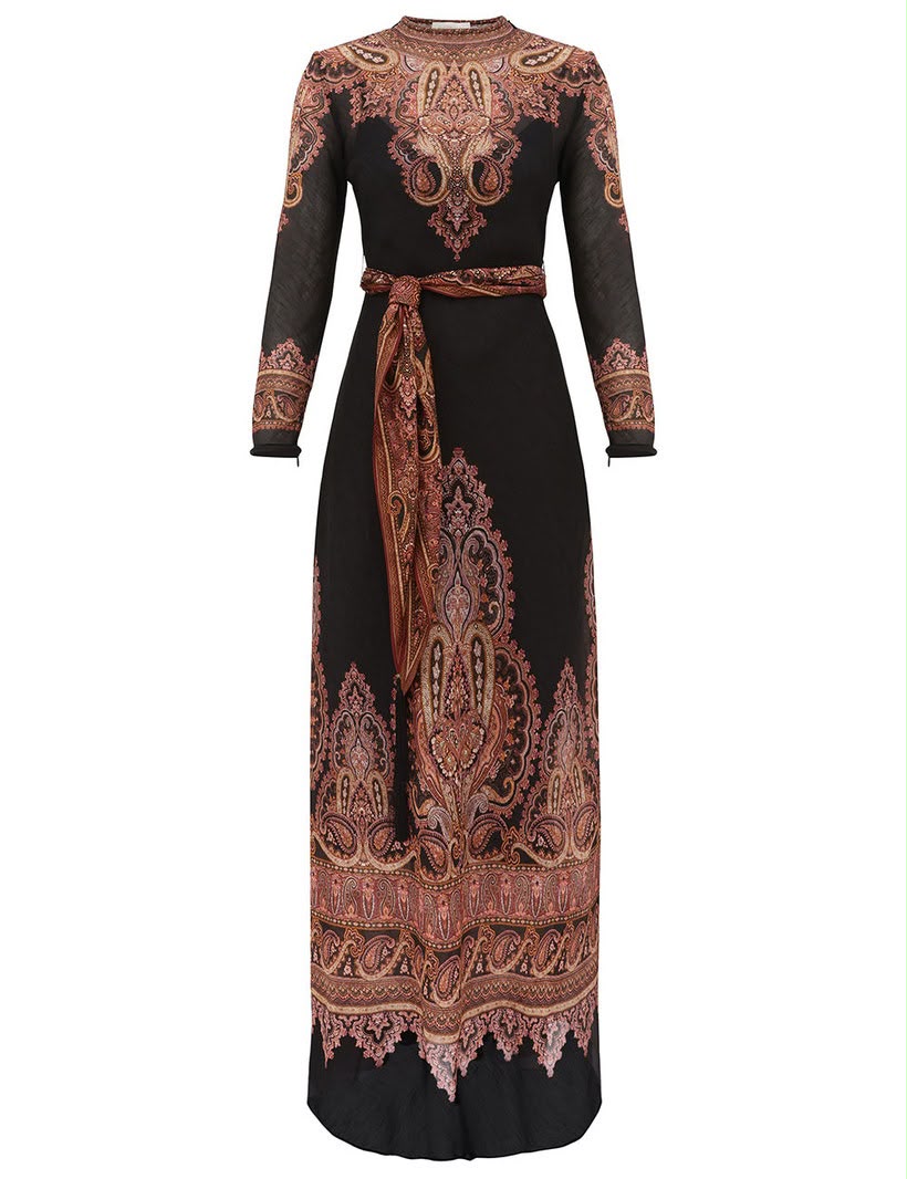 ZIMMERMANN Paisley-Print Belted Maxi Dress