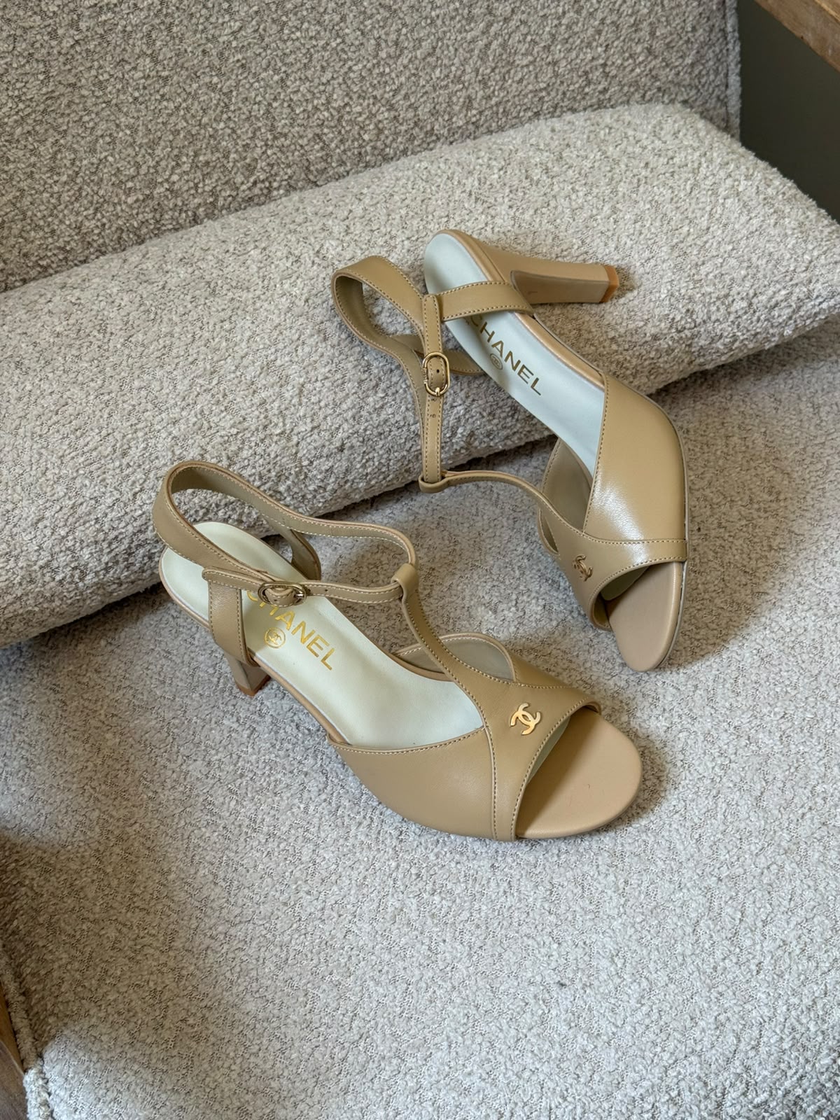 CHANEL Cross-Strap Ankle-Strap Heels