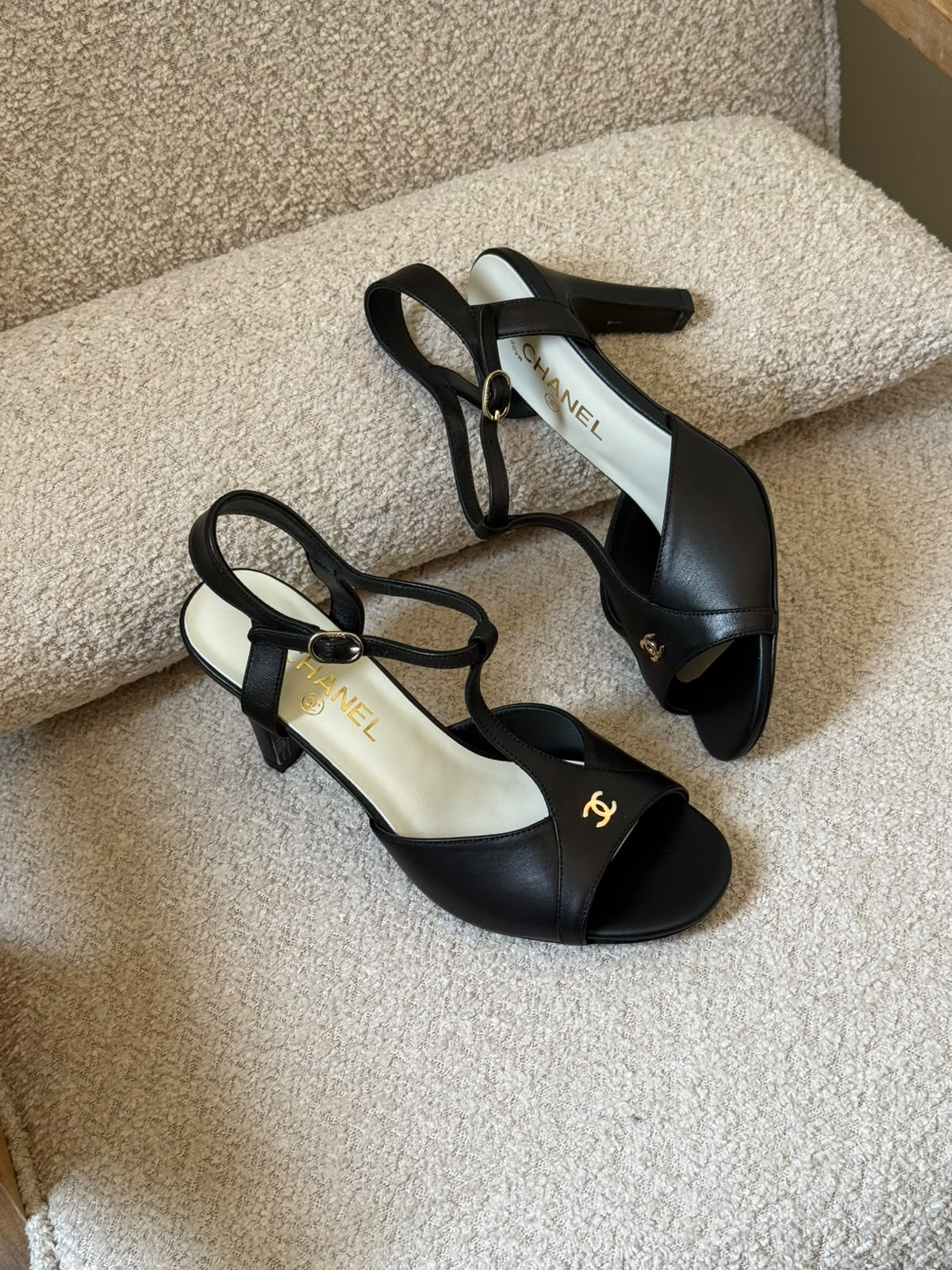CHANEL Cross-Strap Ankle-Strap Heels