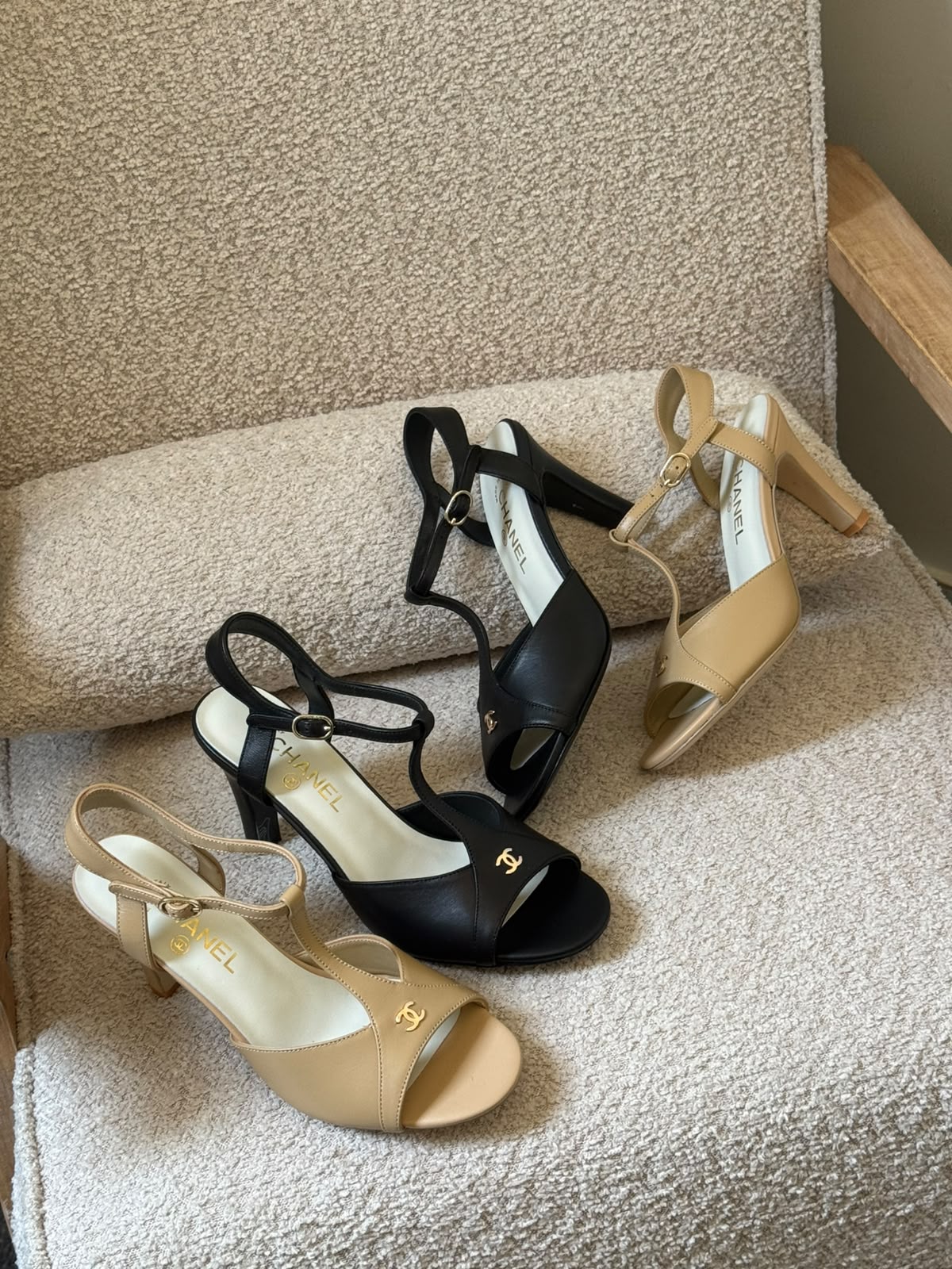 CHANEL Cross-Strap Ankle-Strap Heels