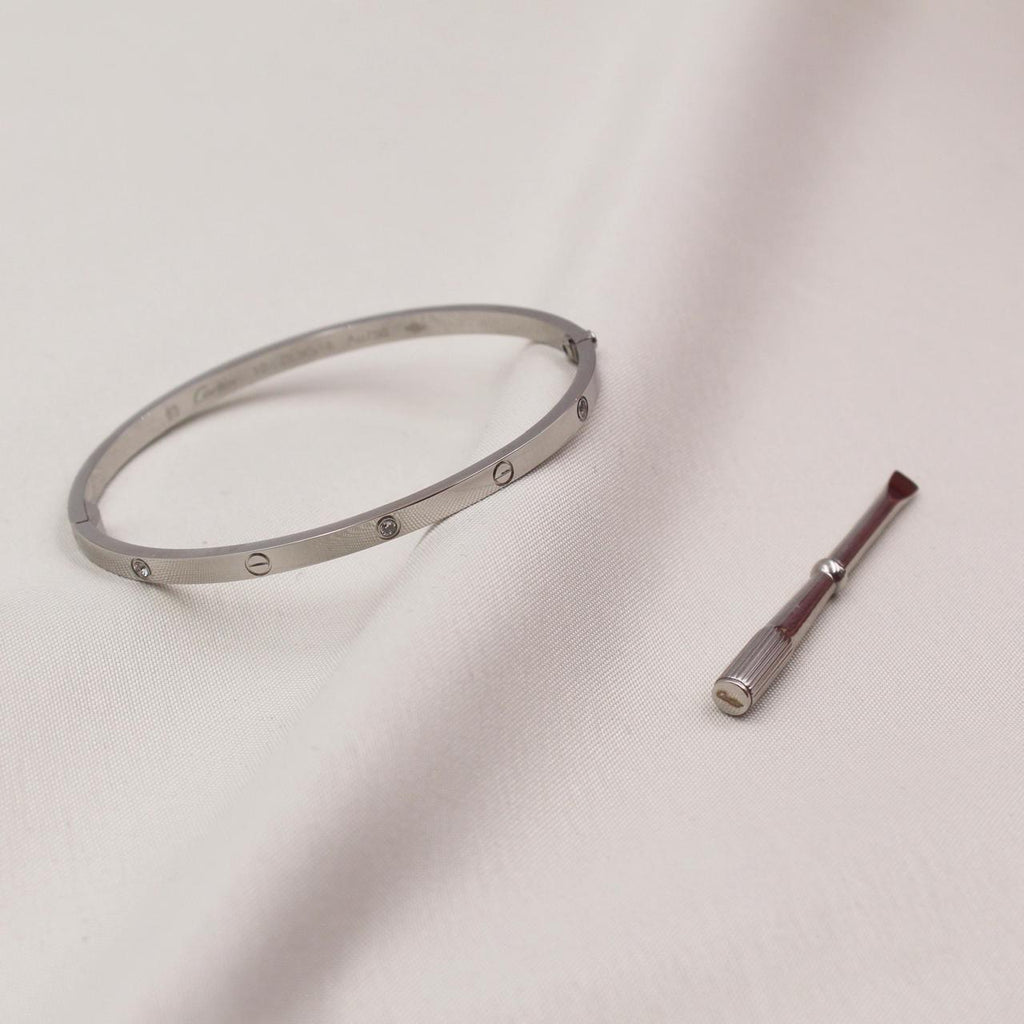 Cartier LOVE Small Model Bracelets with Diamonds in Yellow Gold, Rose Gold and White Gold