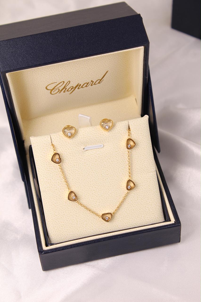 Chopard Happy Diamonds Happy Hearts Necklace & Earrings Set — Yellow Gold.