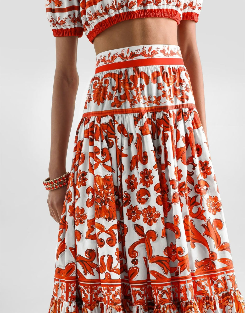 DOLCE & GABBANA Orange Printed Skirt Set