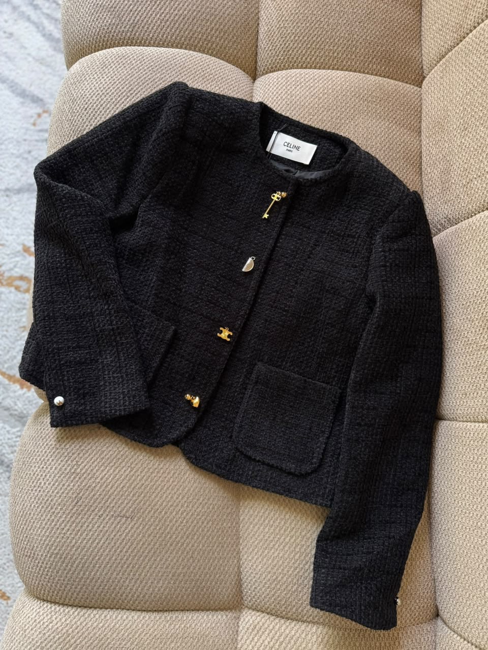 CELINE Charm-Button Cropped Jacket