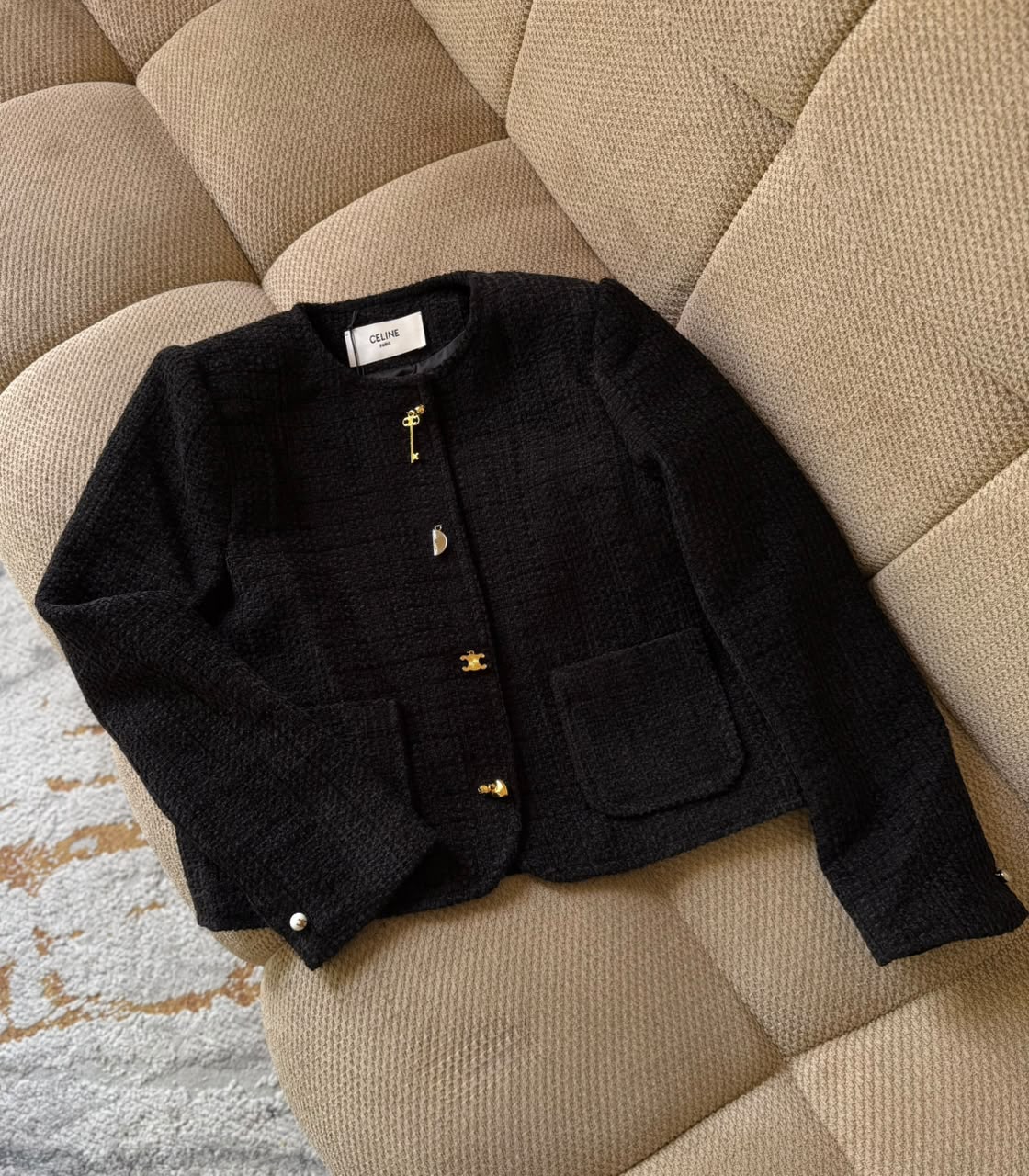 CELINE Charm-Button Cropped Jacket