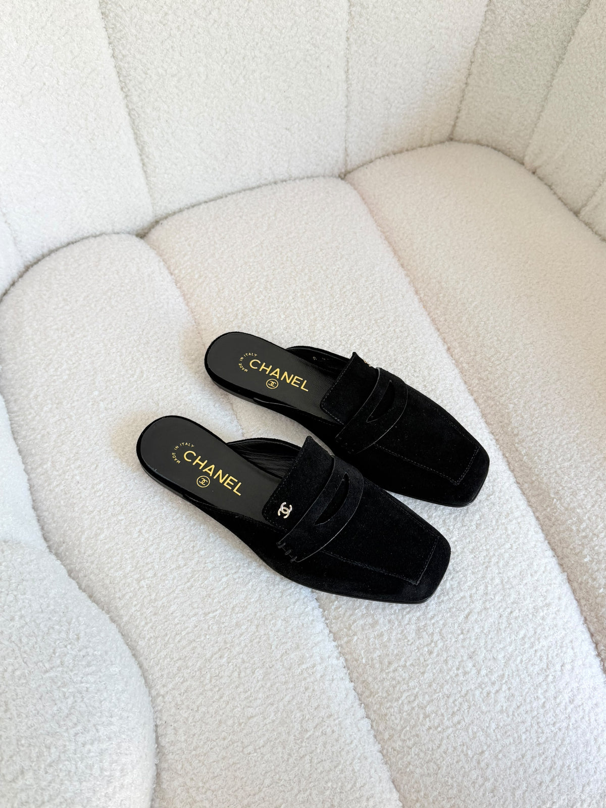 CHANEL Square-Toe Loafer Mule Flats
