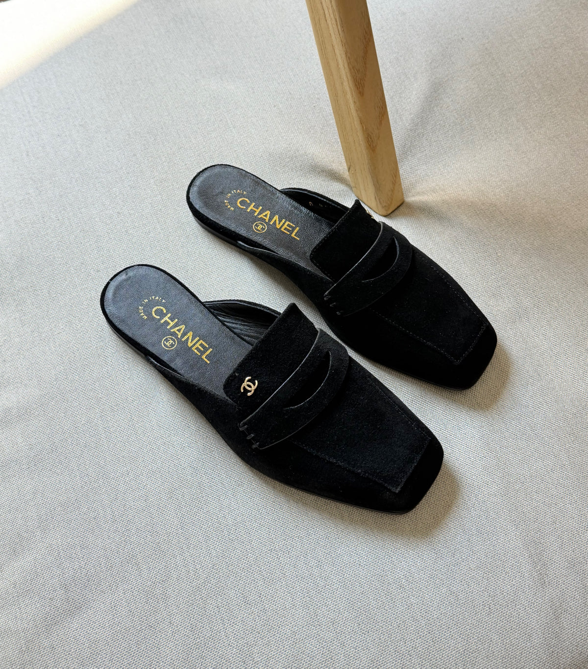 CHANEL Square-Toe Loafer Mule Flats