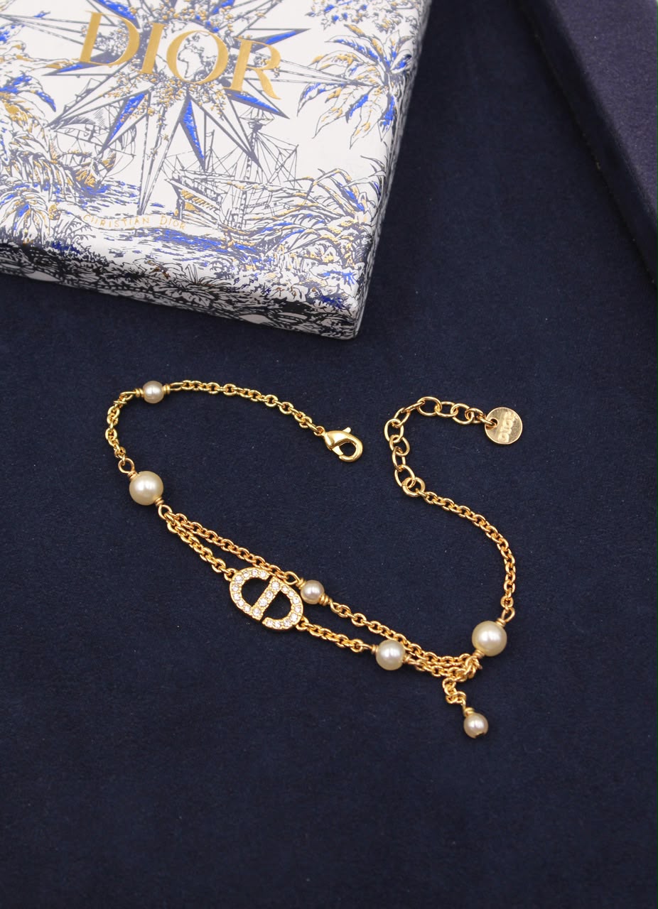 Dior CD Pearl Layered Bracelet