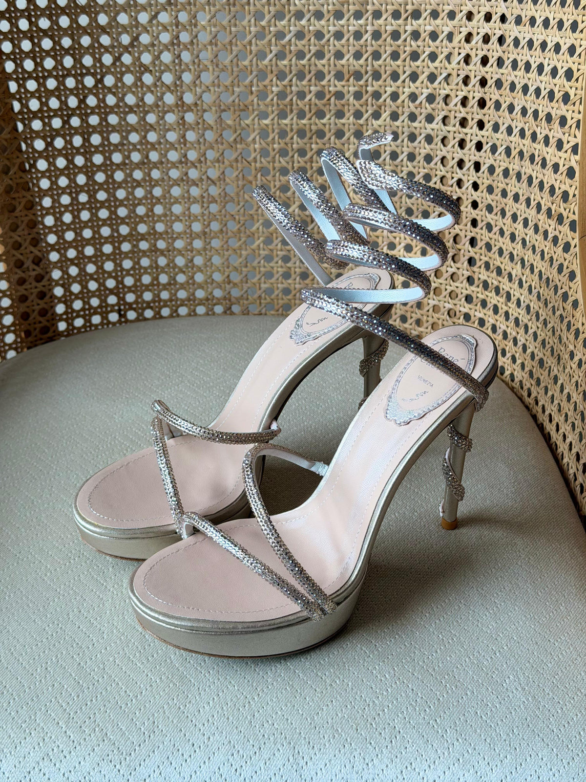 René Caovilla Crystal-Embellished Cleo Sandals