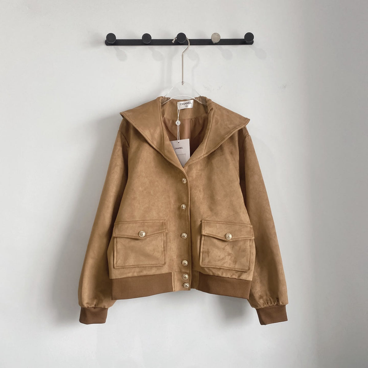 CHANEL  Suede Sailor Collar Blouson Jacket
