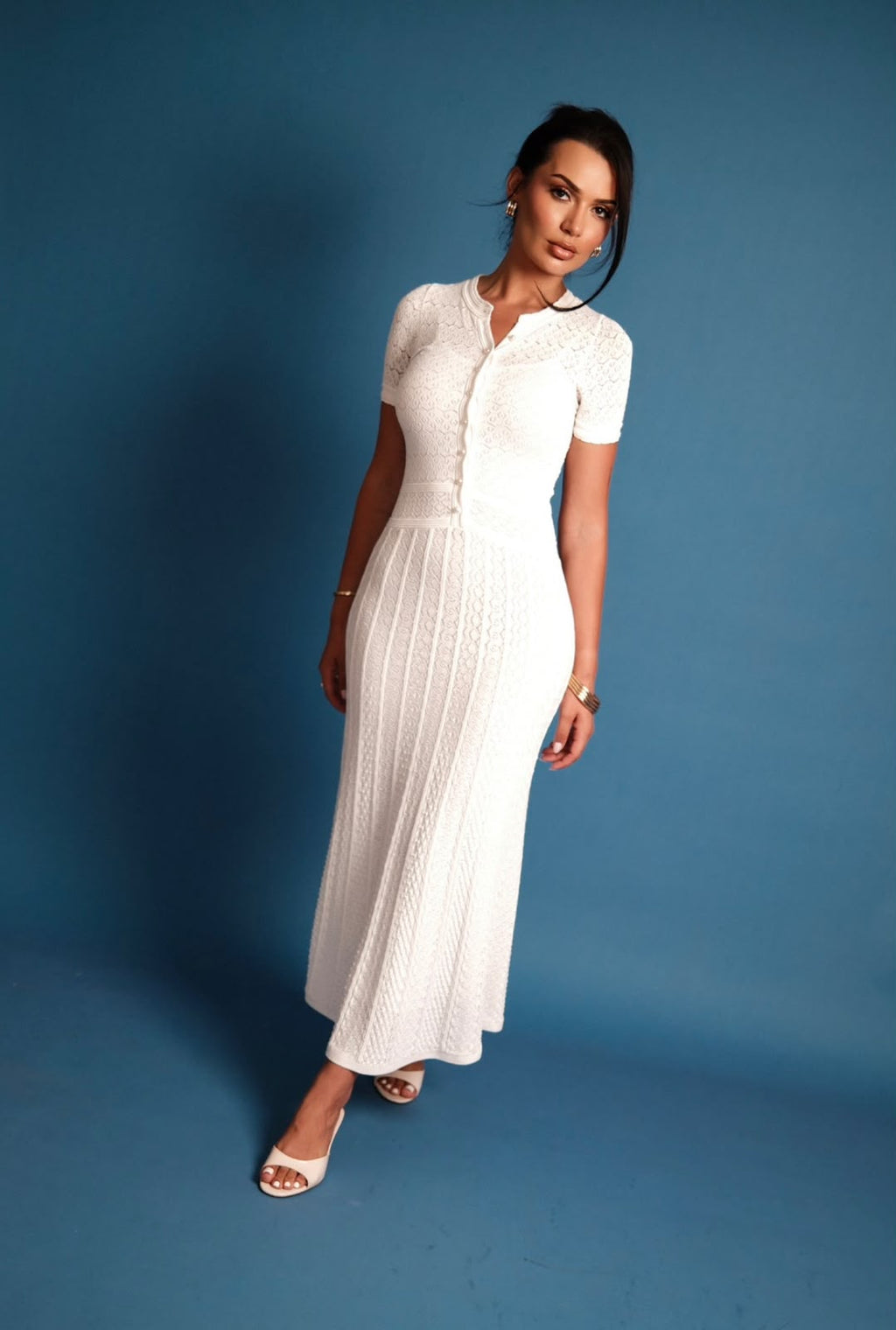 Sandro Short-Sleeve Knit Midi Dress
