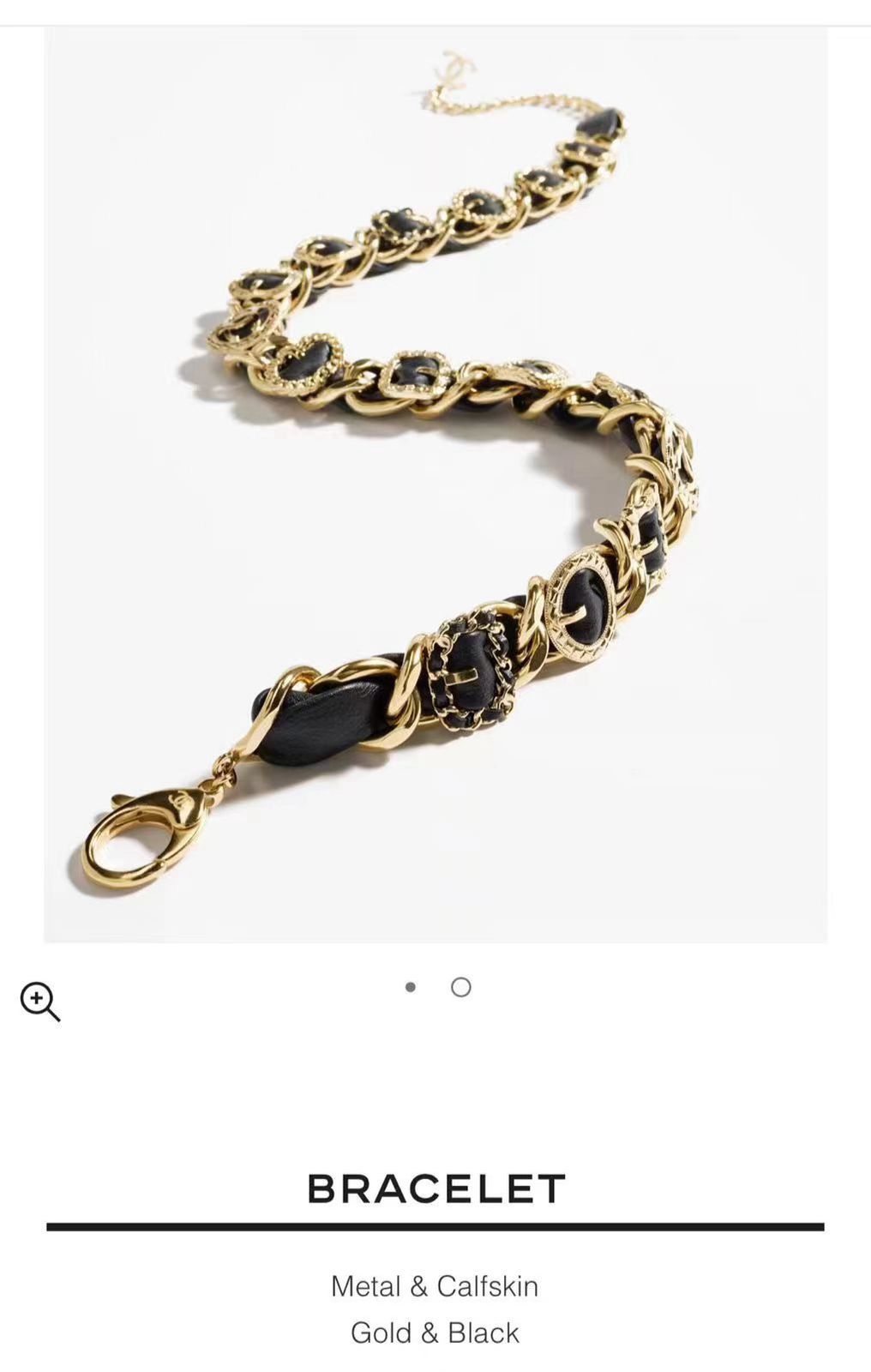 CHANEL Gold-Tone CC Leather Chain Belt