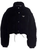 Prada Velvet Puffer Jacket with Enamel Triangle Logo