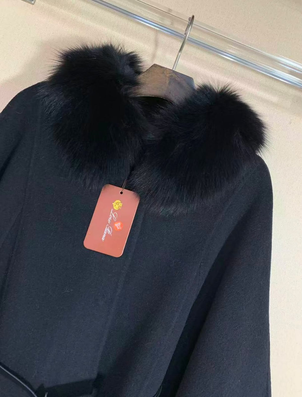 Loro Piana Cashmere Cape / Poncho with Fox Fur Trim & Belt