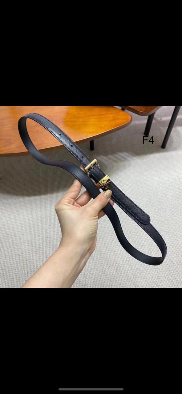 PRADA — Saffiano Leather Belt with Triangle Logo
