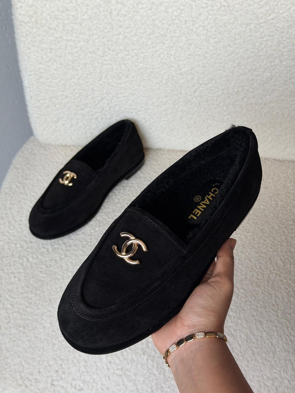 CHANEL Fleece-Lined Loafer Flats