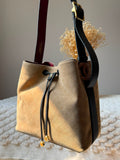 Chanel Quilted Suede Bucket Bag with Drawstring