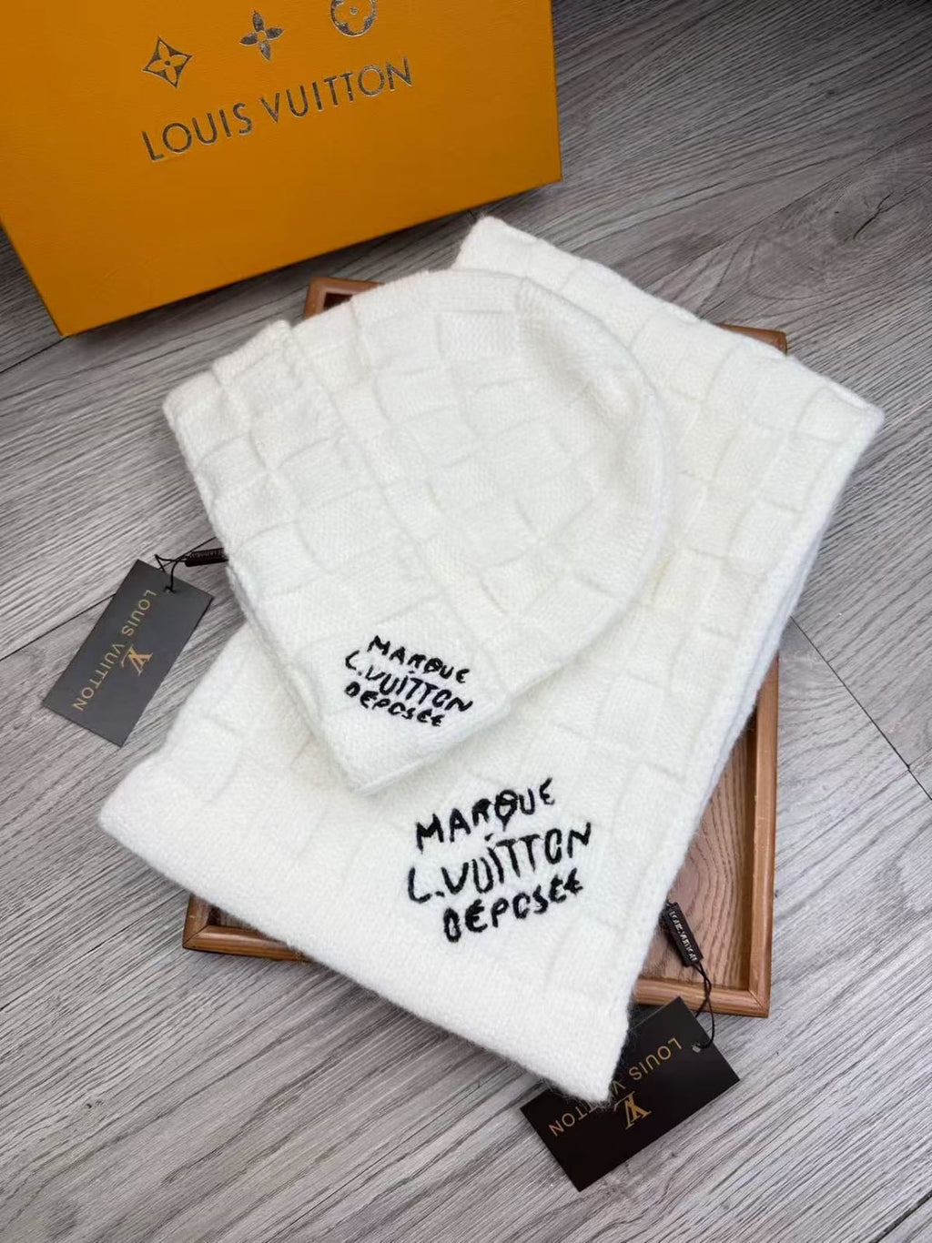 Louis Vuitton Scarf & Beanie Set