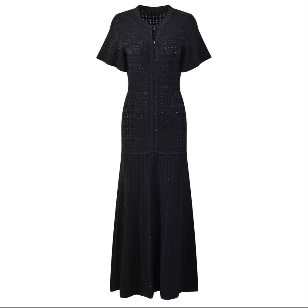 Sandro Metallic Knit Short-Sleeve Top and Long Skirt Set