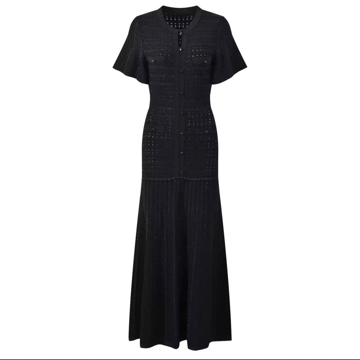 Sandro Metallic Knit Short-Sleeve Top and Long Skirt Set