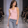 Prada Ribbed Cotton Tank Top with Triangle Logo