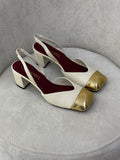 Chanel Patent Cap-Toe Slingback Pumps