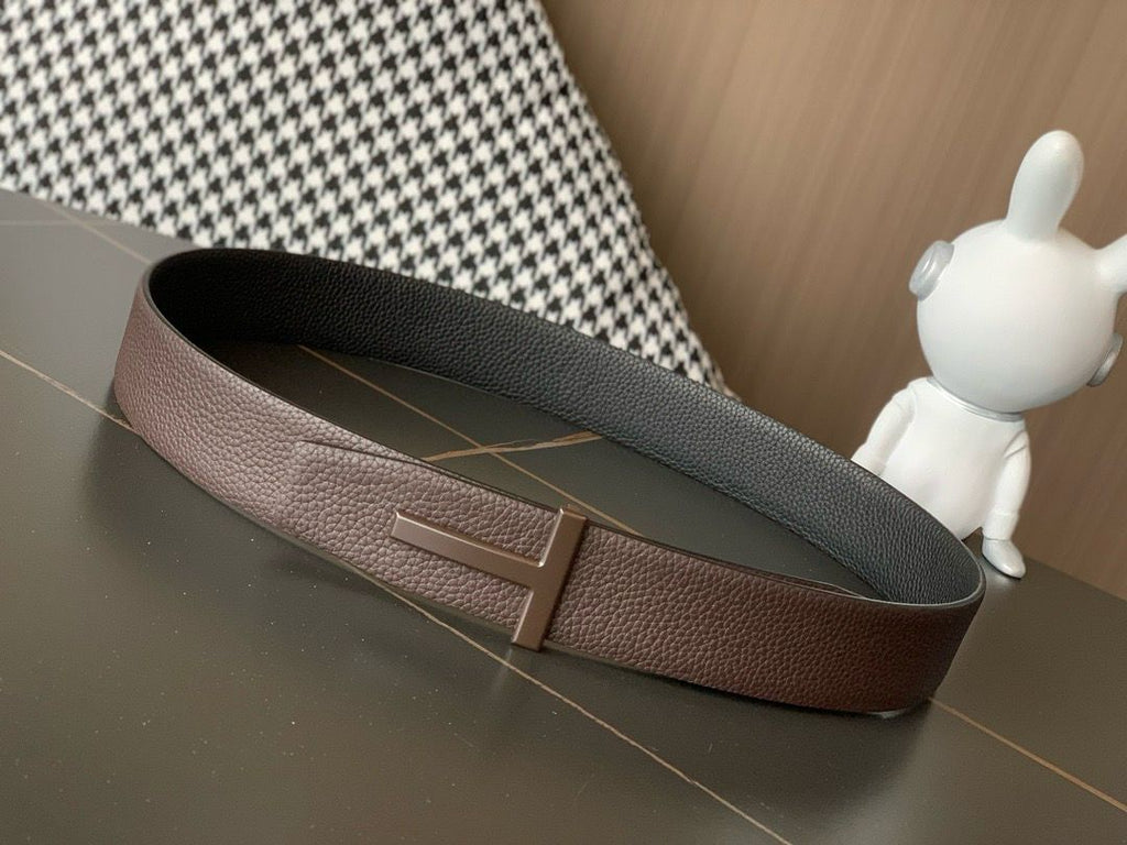 Tom Ford T Buckle Reversible Leather Belt – Grained Leather