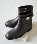 Chanel Leather Ankle Boots with CC Logo