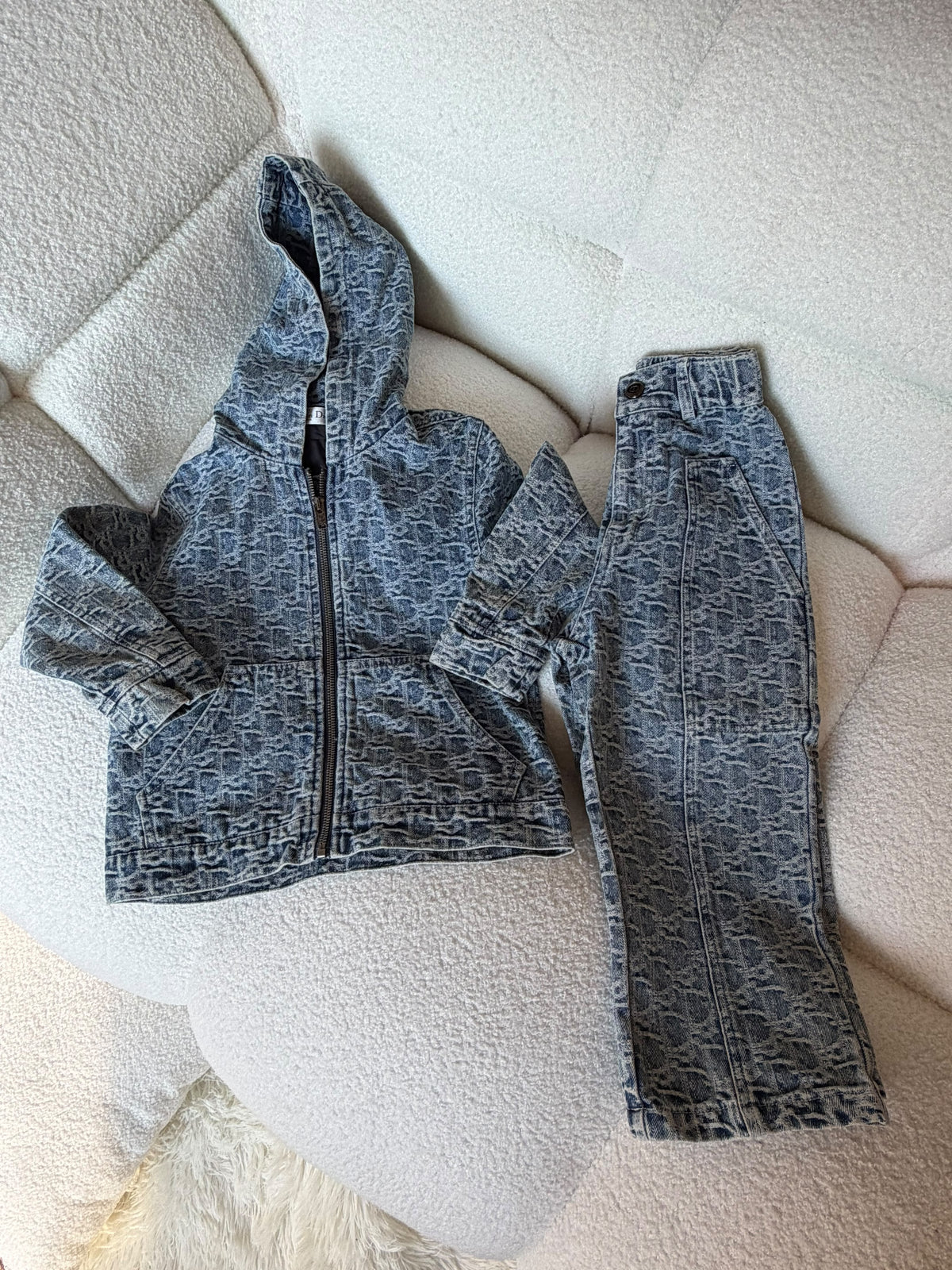 DIOR Kids Patterned Denim Hooded Set