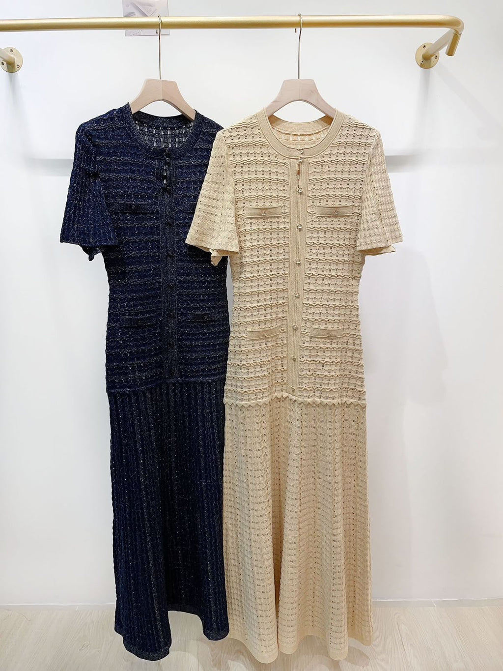 SANDRO Short-Sleeve Knit Maxi Dress