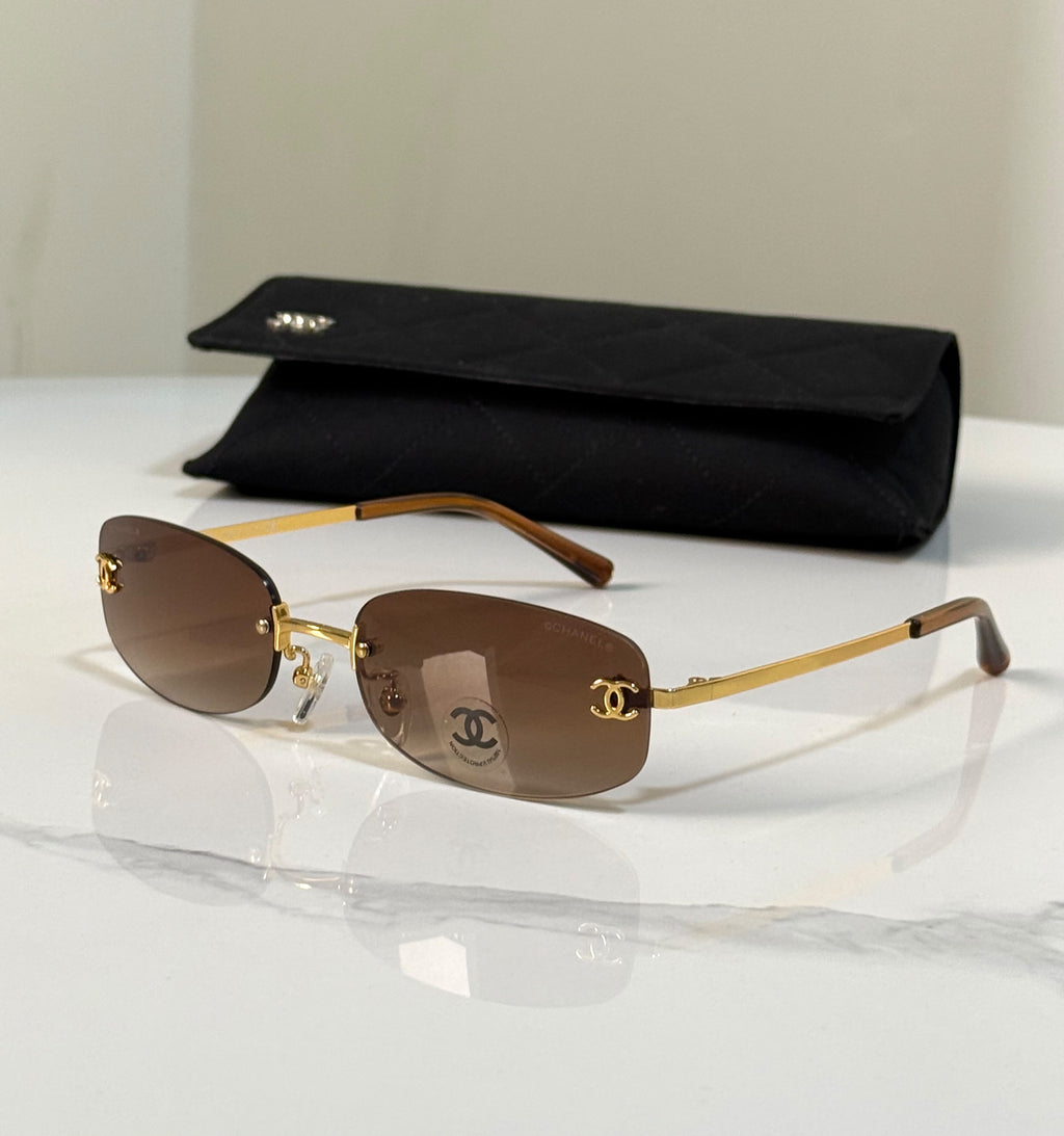 Chanel Rimless Sunglasses with CC Logo