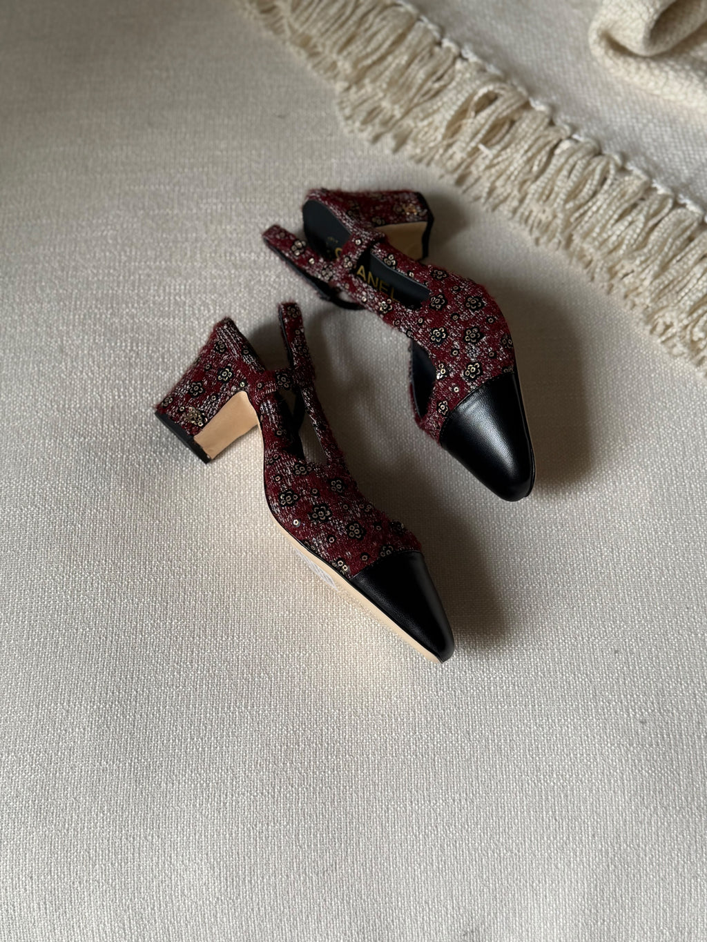 CHANEL Embellished Slingback Heels