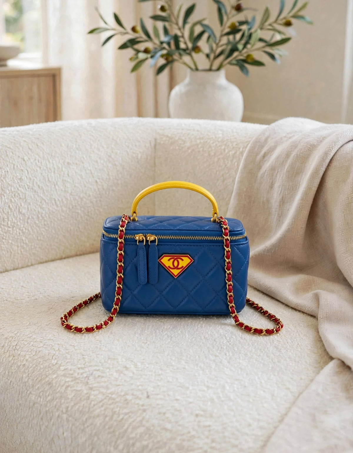 CHANEL Color Block Quilted Vanity Bag
