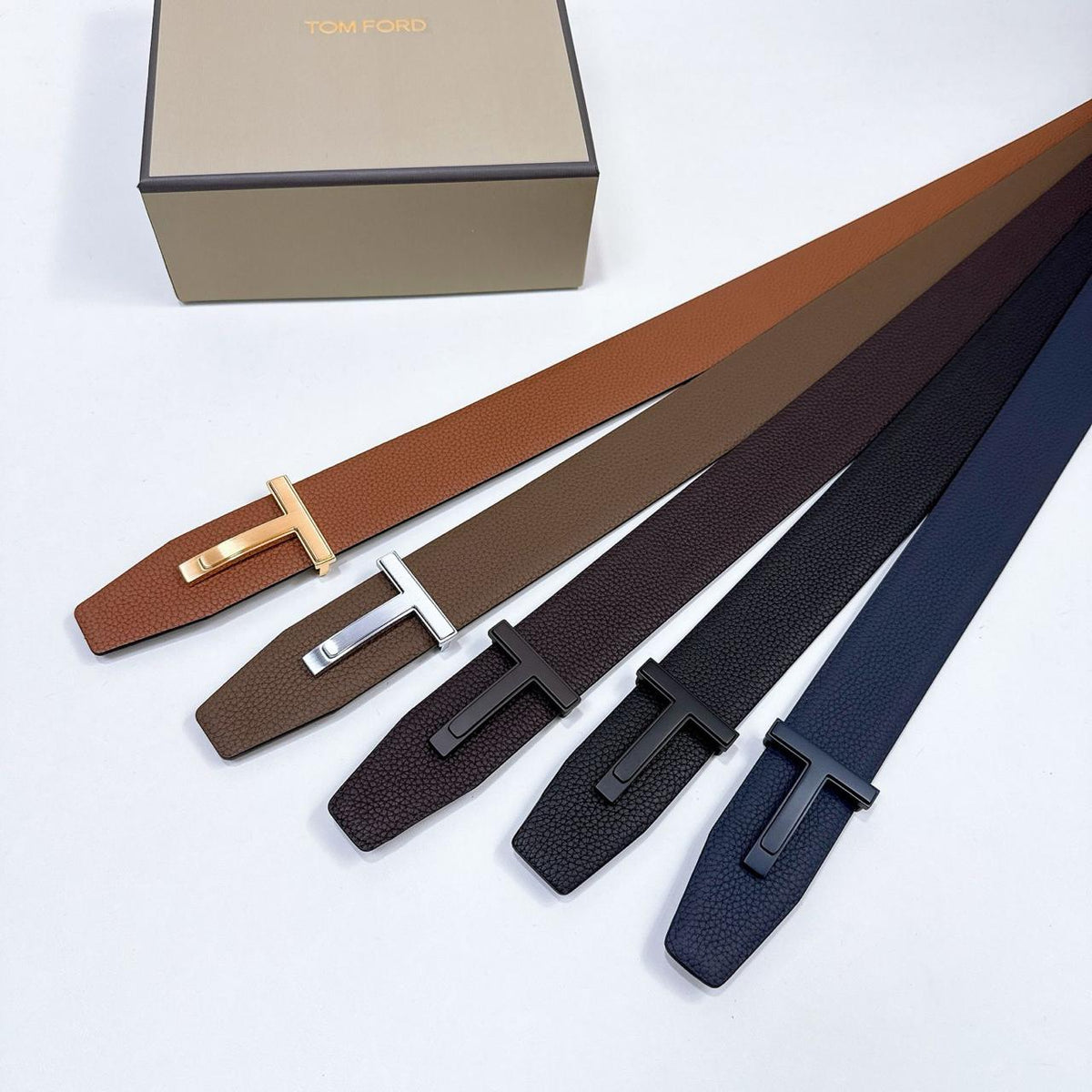 TOM FORD – Grain Leather T Icon Belt