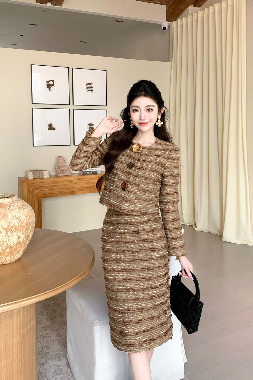 Classic Tweed Jacket and Skirt