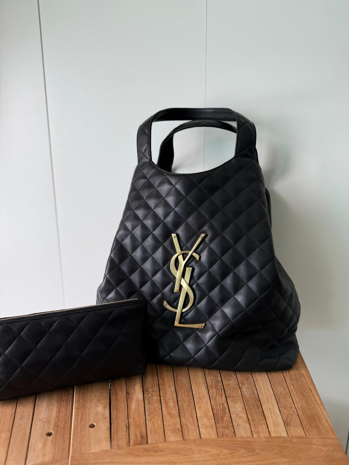 Saint Laurent Quilted Leather Tote Bag