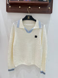 Chanel Knit Polo Sweater with CC Logo