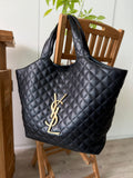 Saint Laurent Quilted Leather Tote Bag