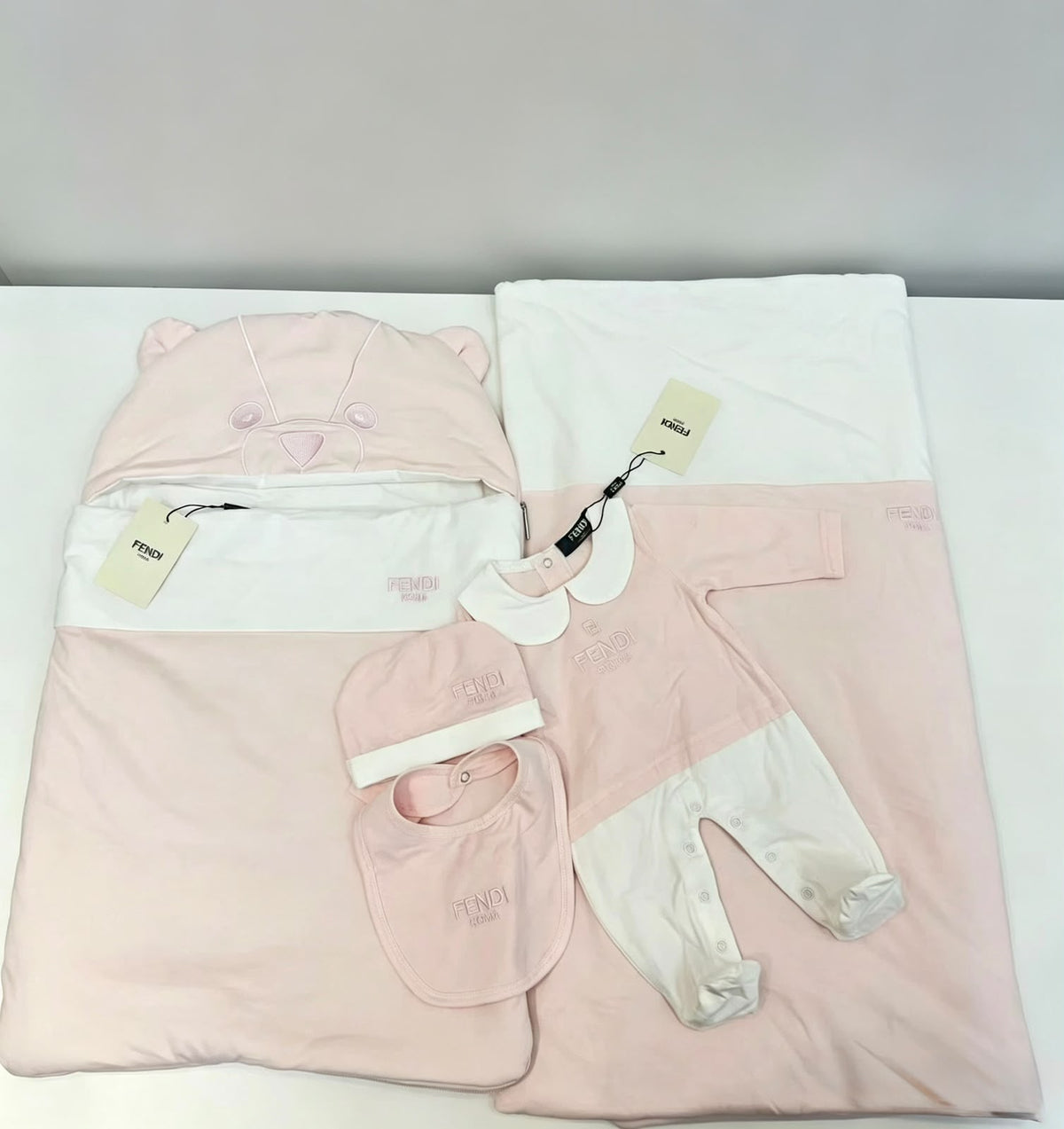 FENDI Baby Pink Bear Newborn Gift Set