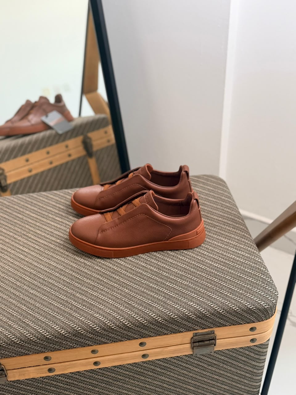 Prada Saffiano Leather Crisscross Slides