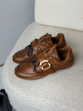Miu Miu Leather Sneaker with Buckle Strap