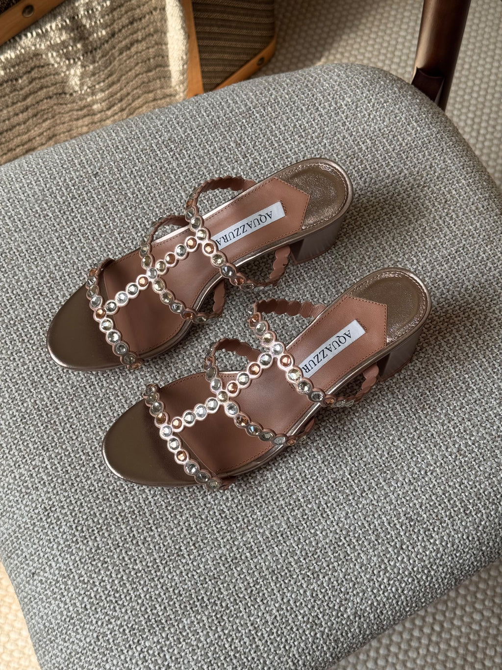 Aquazzura Crystal-Embellished Scalloped Strap