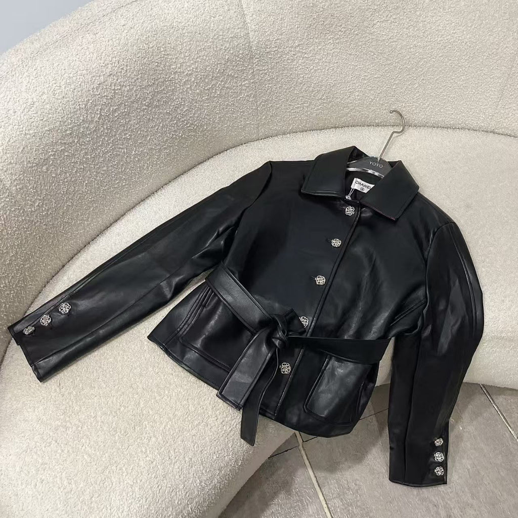 Chanel Leather Jacket with Belt