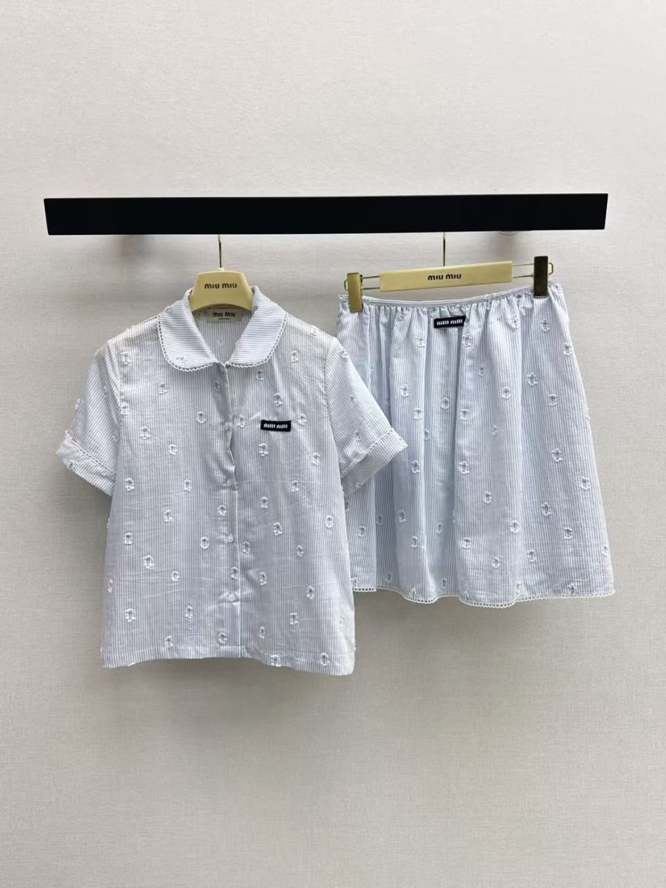 Miu Miu Embroidered Striped Cotton Set