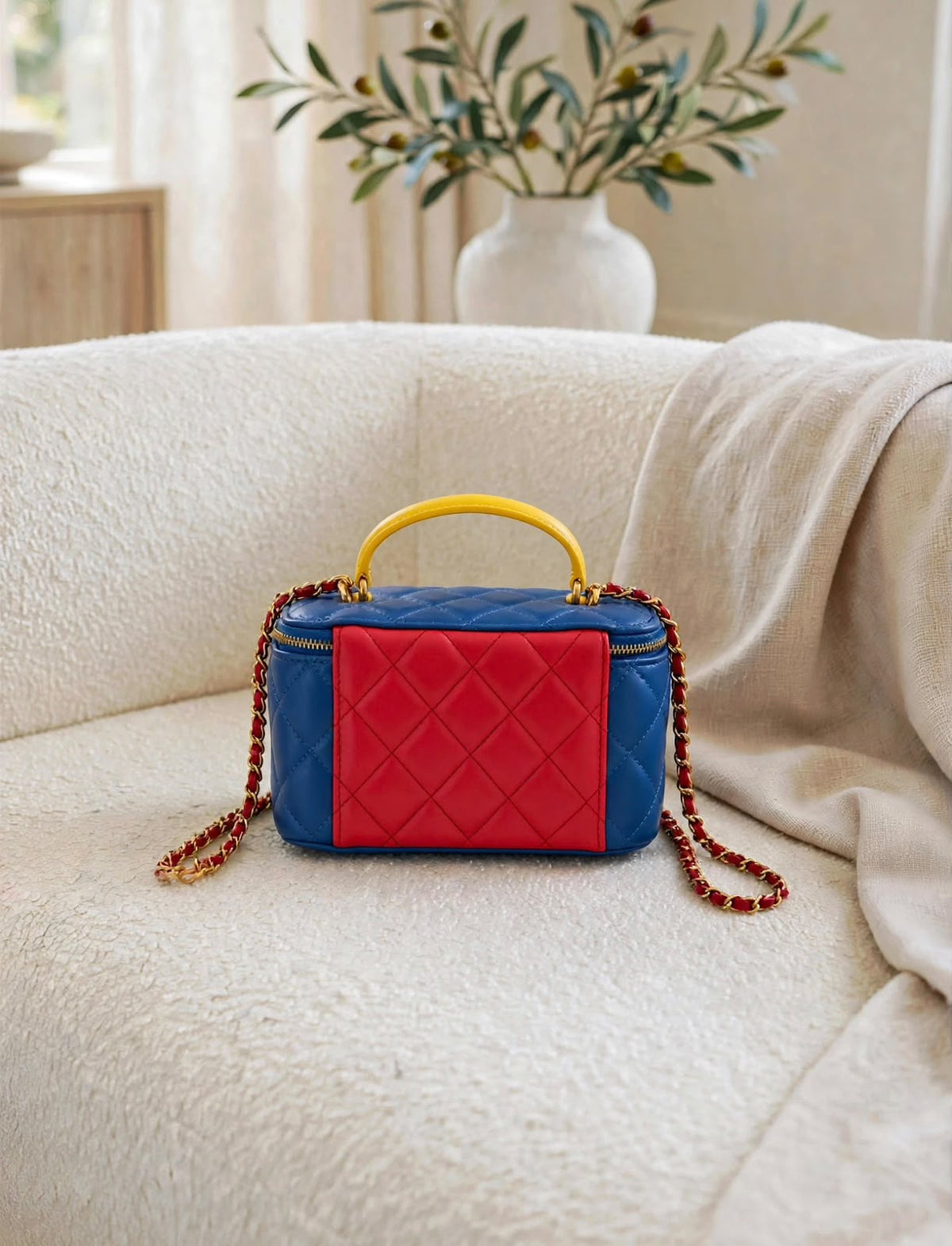 CHANEL Color Block Quilted Vanity Bag