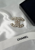 Chanel CC Pearl Heart Crystal Brooch