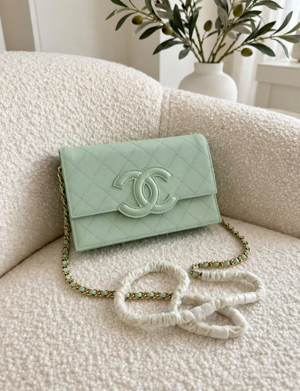Chanel Quilted CC Logo Wallet on Chain (WOC)