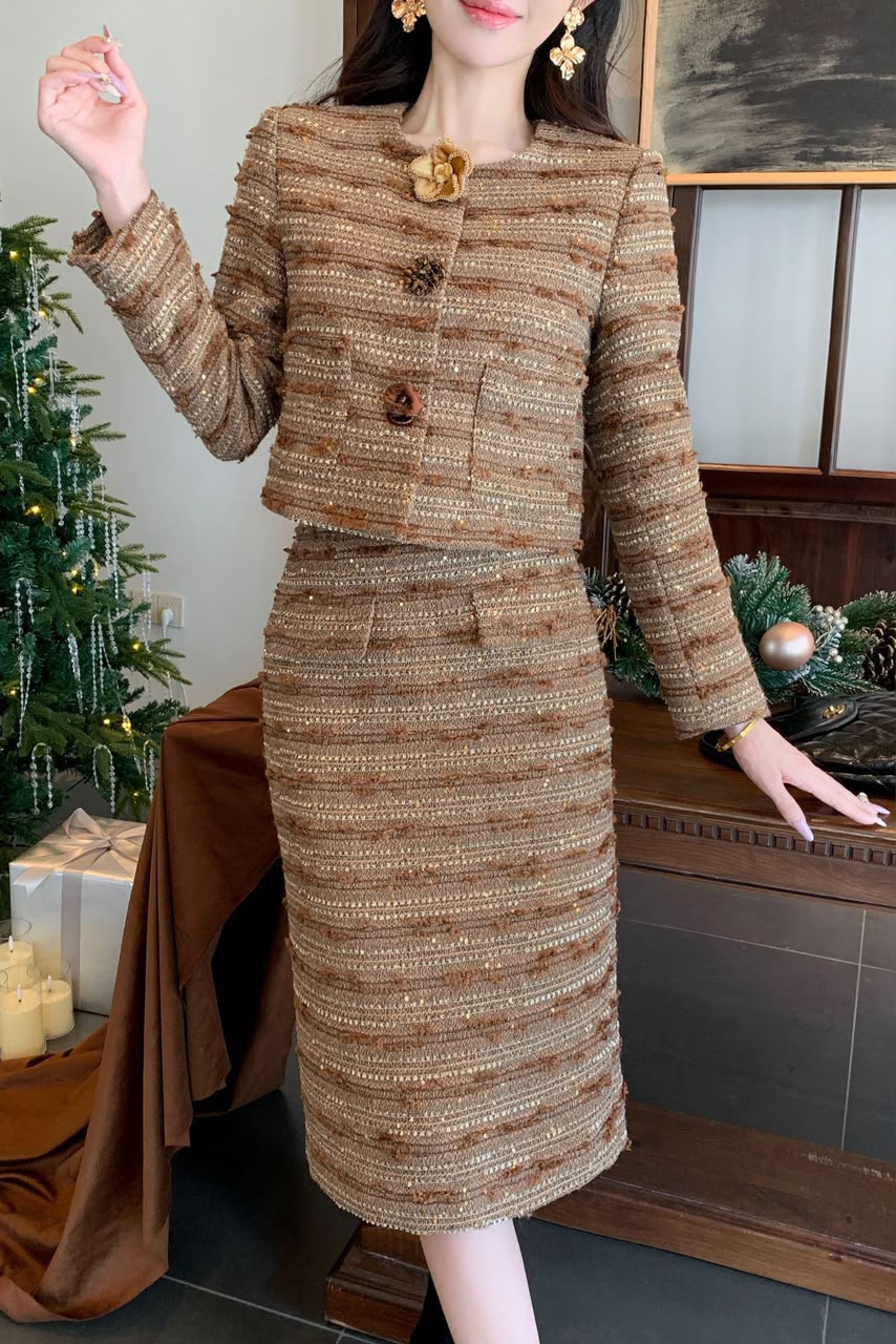 Classic Tweed Jacket and Skirt