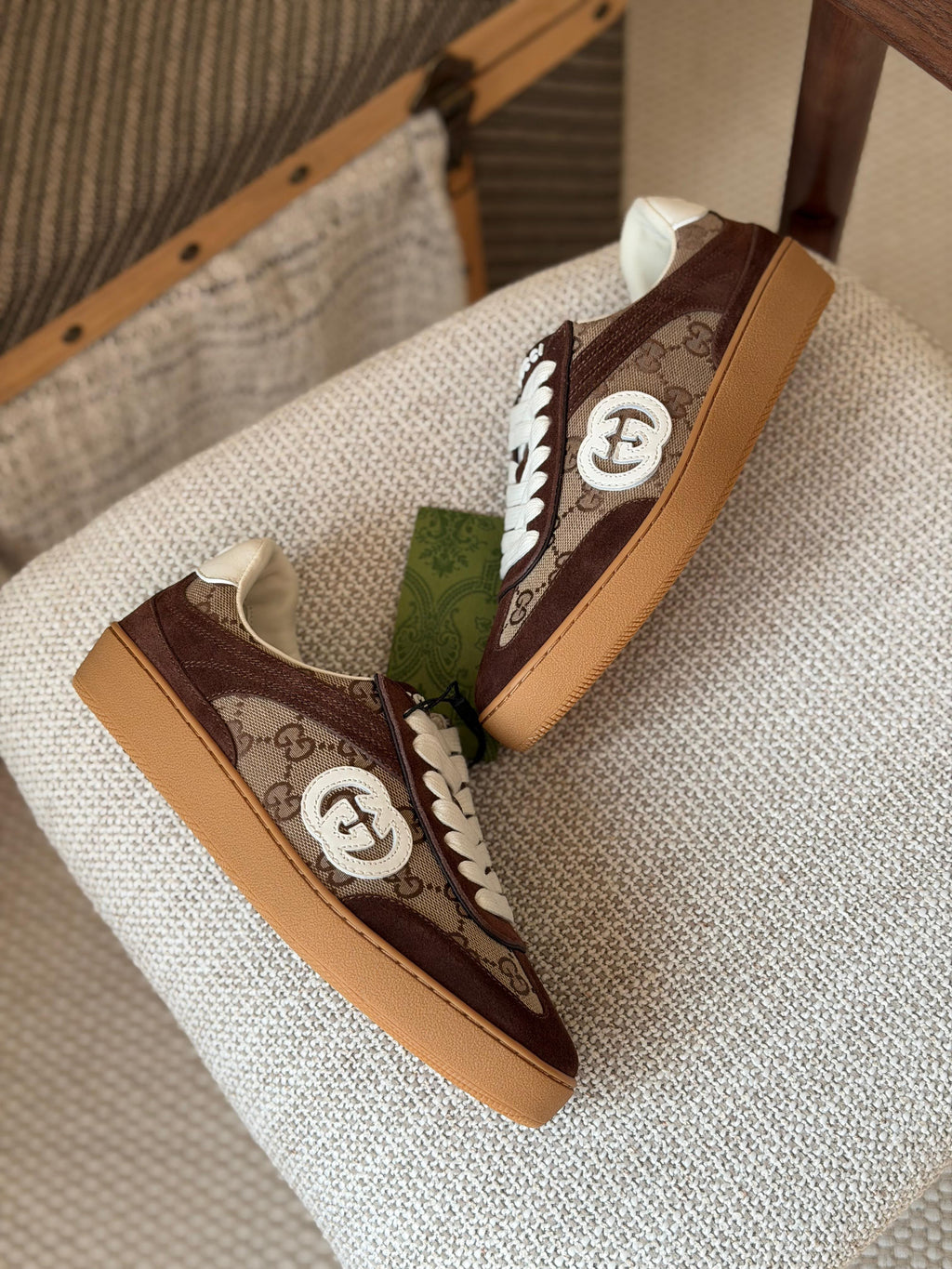 Gucci Interlocking G Monogram Suede and Canvas Low-Top Sneakers