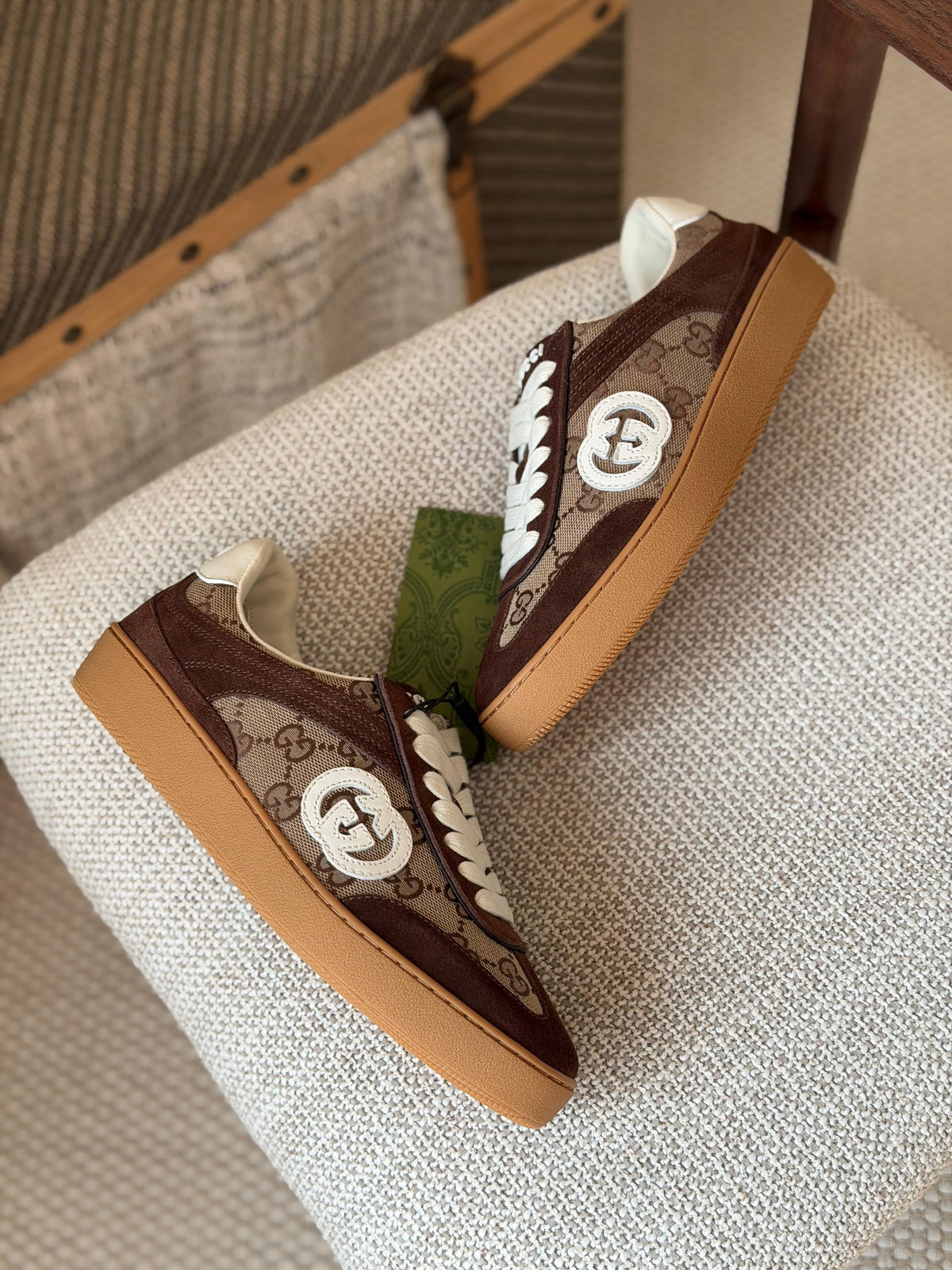 Gucci Interlocking G Monogram Suede and Canvas Low-Top Sneakers